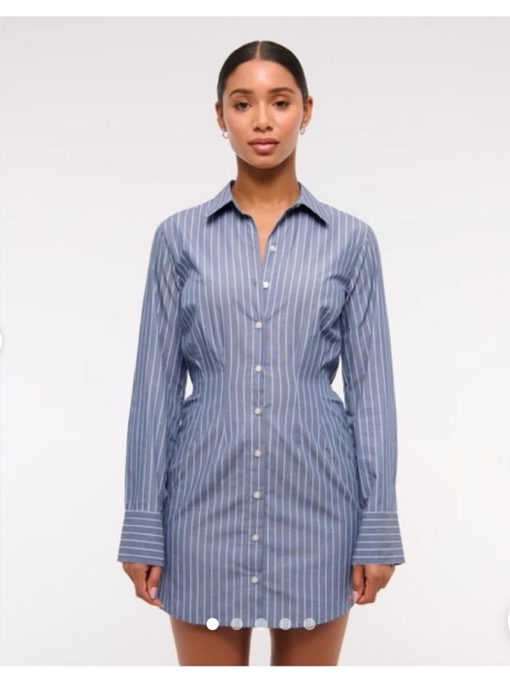 Women's Blue Striped Shirt Dress